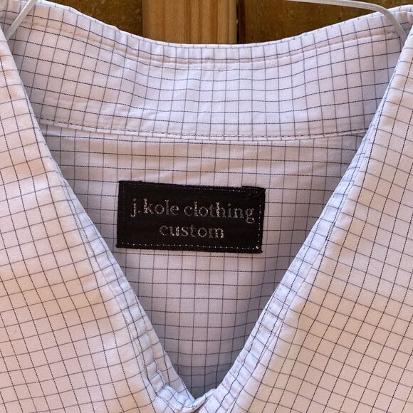 J. Kole Clothing custom button down long sleeve white plaid with black - Picture 3 of 7